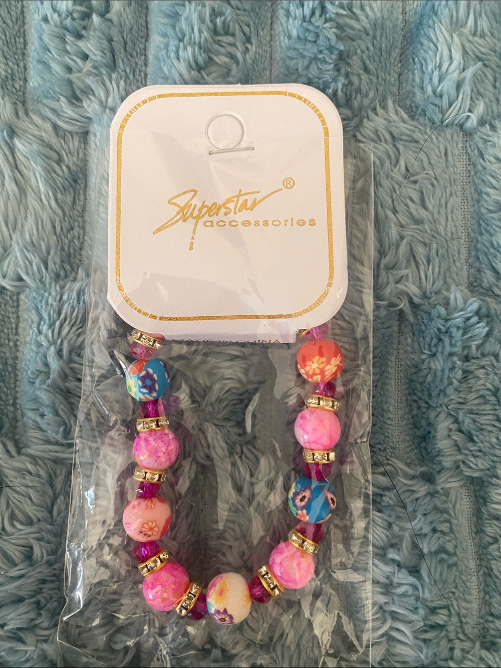 Superstar Accessories Floral Bead Stretch Bracelet - Multi Color NWT